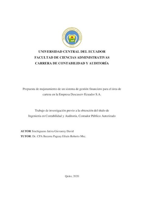 Pdf Universidad Central Del Ecuador Facultad De Ciencias