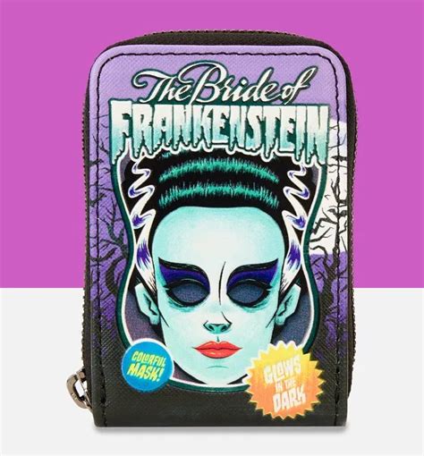 Loungefly Universal Monsters Bride Of Frankenstein Neon Mask Zip Around