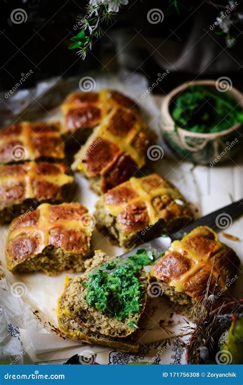 Savoury Cheddar And Wild Garlic Hot Cross Buns Traditional Easter