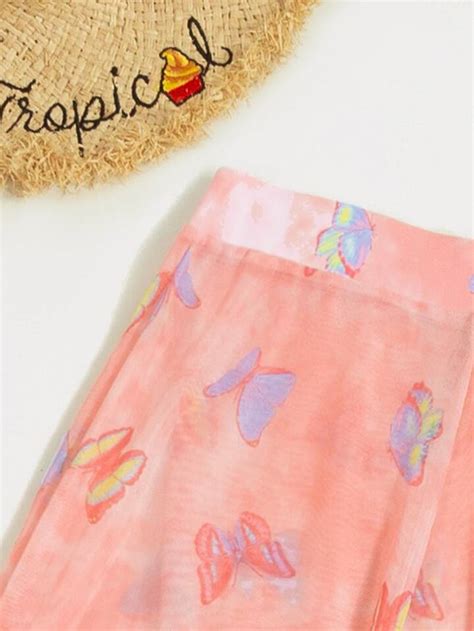 SHEIN Swim Y2GLAM Butterfly And Tie Dye Bikini Set Halter Triangle Bra Top High Cut Bikini