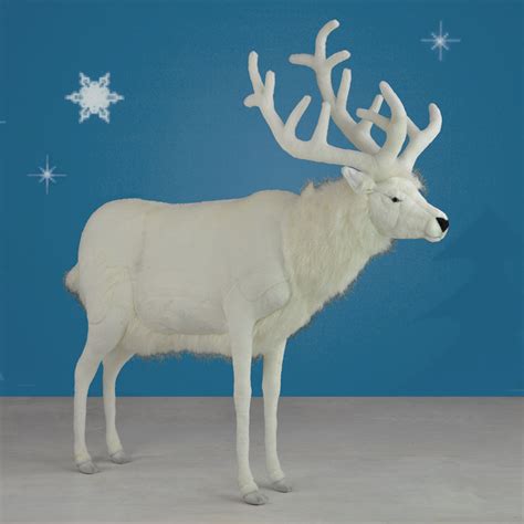 Hansa Life-Sized Plush White Reindeer - 60in.