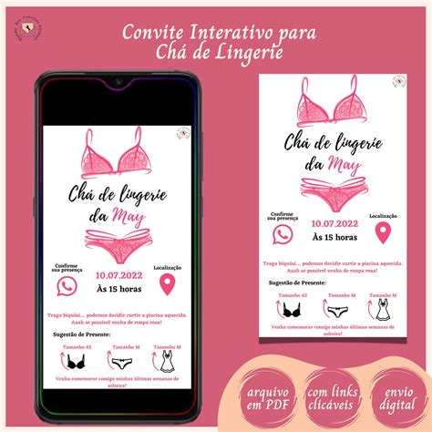 Convite Interativo para Chá de Lingerie no Elo7 Mundo dos Convites Virtuais 195292A