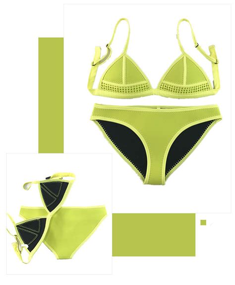 Elastic Thick Neoprene Women Hollow Colorful Beachwear Sexy Two Piece Bikini Swimwear Swimwear