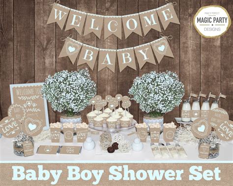 Rustic Baby Shower Decorations Printable Boy Baby Shower Etsy