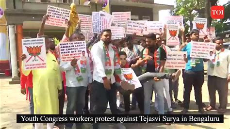 Congress Youth Congress Protests Against Tejasvi Surya Over His Loan