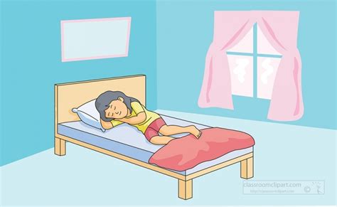 Furniture Clipart-girl sleeping in her bedroom