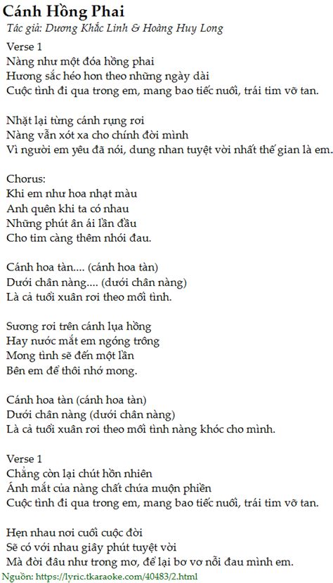 Cánh Hồng Phai - Tìm lời nhạc-218189 - TOPZ Eduvn