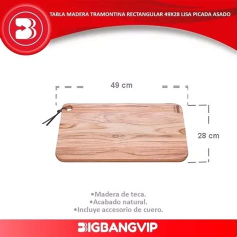 Tabla Madera Tramontina Rectangular 49x28 Lisa Picada Asado En Venta En