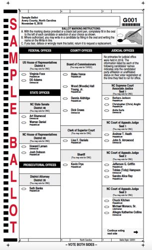 Sample County Ballot Avery