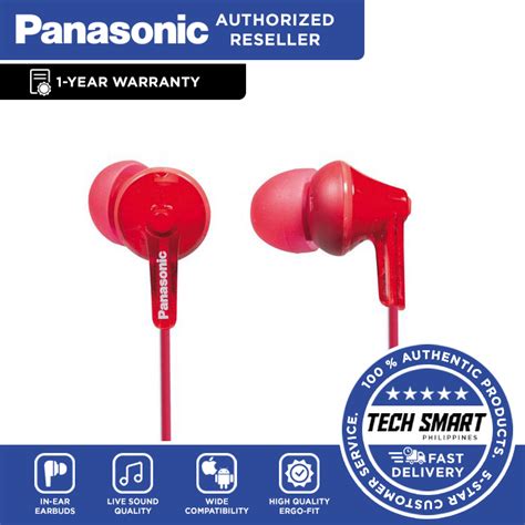 Panasonic Earphones Ergo Fit In Ear Wired Earbuds Rp Hje125 K New