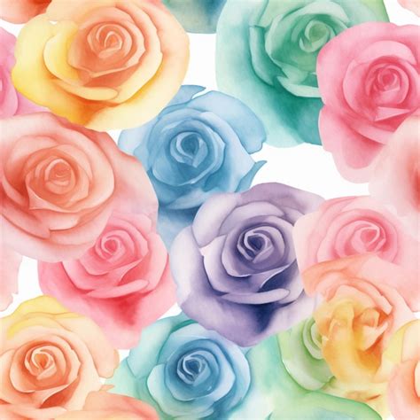 Hay Muchas Rosas Pintadas En Diferentes Colores Sobre Un Fondo Blanco