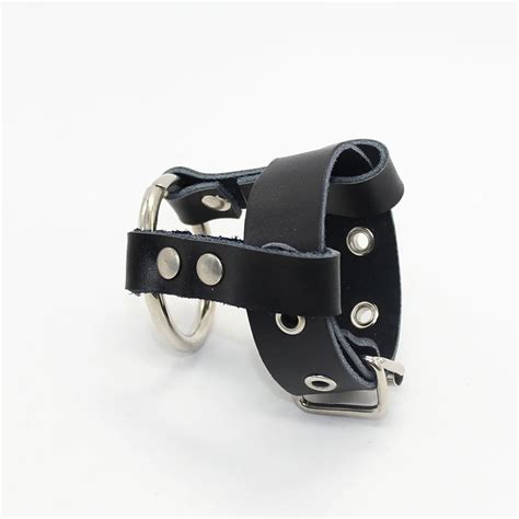 Leather Scrotum Straps Cock Ring Belt Ball Bondage Stretchers Male