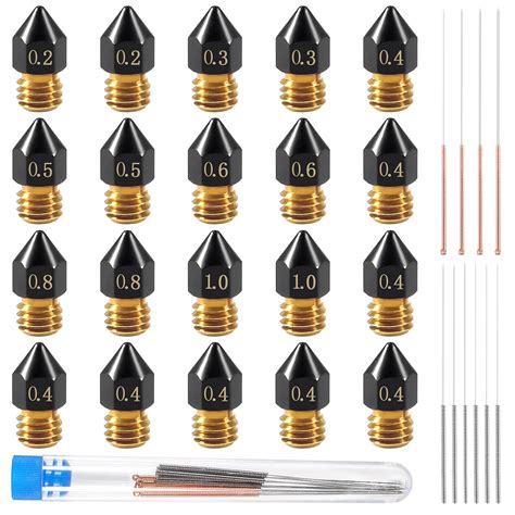 Aitiao 20pcs Mk8 Nozzles Brass Ptfe Nozzle Coating Non Stick Filament 3d Printer