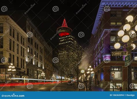 Gastown in Vancouver BC Canada at Night Stock Photo - Image of light ...