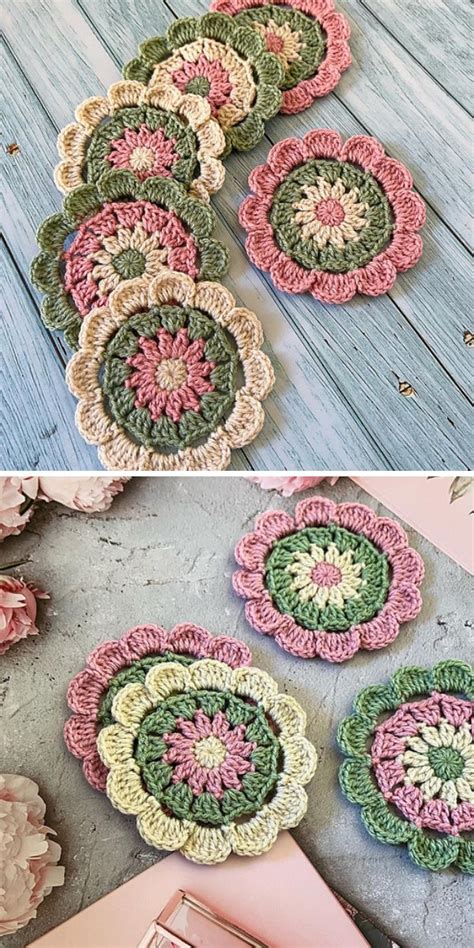 Decorative Flower Crochet Coasters