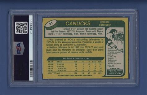 Opc O Pee Chee Kevin Mccarthy Psa Mint Vancouver Canucks