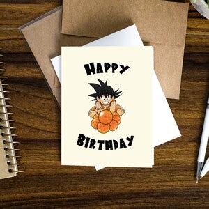 Dragonball Goku Birthday Card Goku Fan Art Cute Dragonball | Etsy