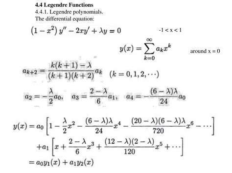 Ppt Legendre Functions Legendre Polynomials The