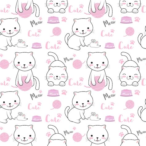 Premium Vector Cute Cat Seamless Pattern Illustration