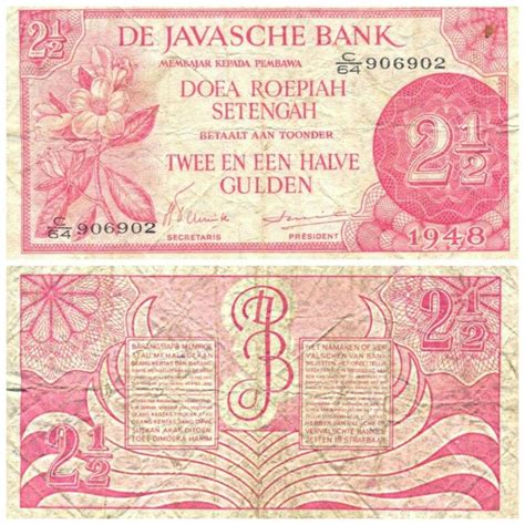 Bank Notes De Javasche Bank Doea Roepiah Setengah Uang Koin