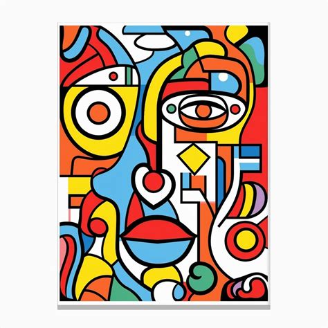 Block Colour Geometric Face Line Drawing 2 Canvas Print by Essence ...