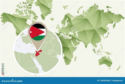 Infographic For Jordan Detailed Map Of Jordan With Flag Stock Vector