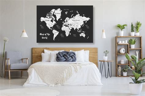 Quadro Su Sughero Di Un Mappamondo Unico In Bianco E Nero Dovido It