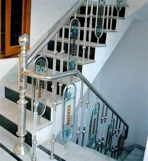 Silver Stairs Stainless Steel Staircase Railing For Home At Rs