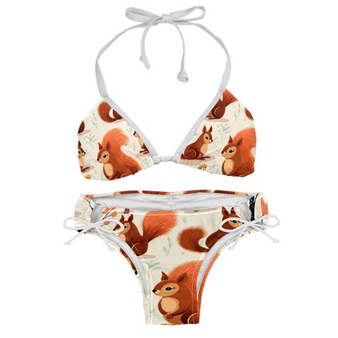 Squirrel Adjustable Strap Bikini Set With Detachable Sponge Two Pack