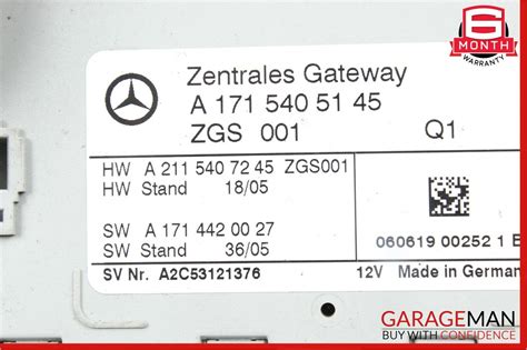 05 11 Mercedes R171 SLK280 SLK300 SLK350 Central Gateway Control Module