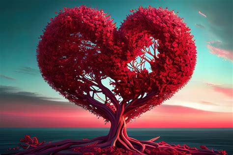 Premium Photo Red Love Tree Heartshaped Tree