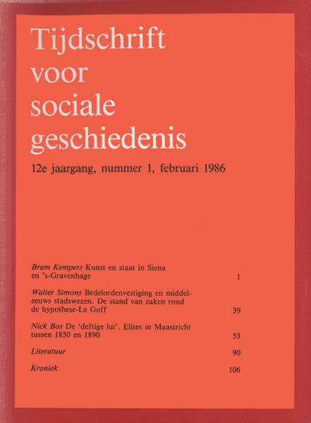 Tijdschrift Voor Sociale Geschiedenis Jaargang Dbnl