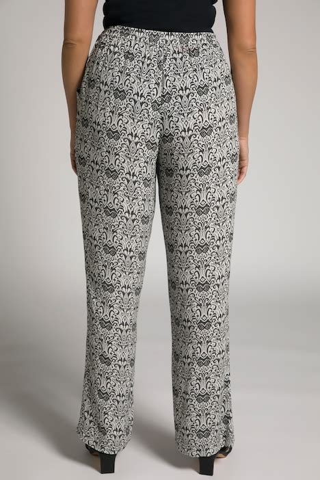 Tribal Print Elastic Waist Wide Leg Rose Fit Pants Comfort Pants Pants