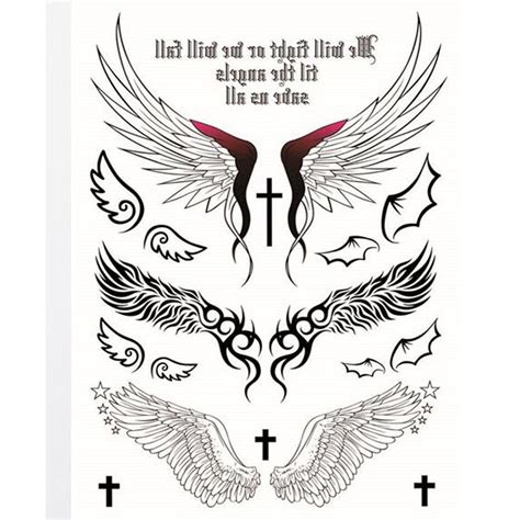 Yeeech Temporary Tattoos Sticker For Women Fake Angle Wings Cross Crown