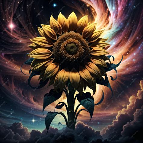 Premium Photo Cosmic Sunflower With Outer Space In The Background