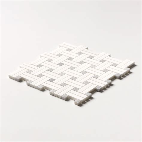 Snow White Honed Diagonal Basket Weave Marble Mosaic 1212 Country