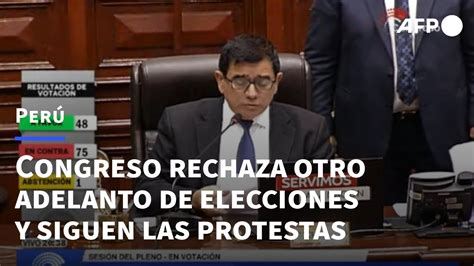 Congreso de Perú vuelve a rechazar adelanto de elecciones mientras