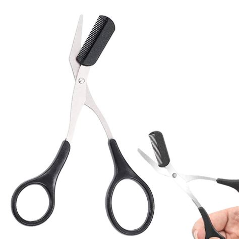 Stainless Steel Eyebrow Trimmer Scissors With Comb Professional