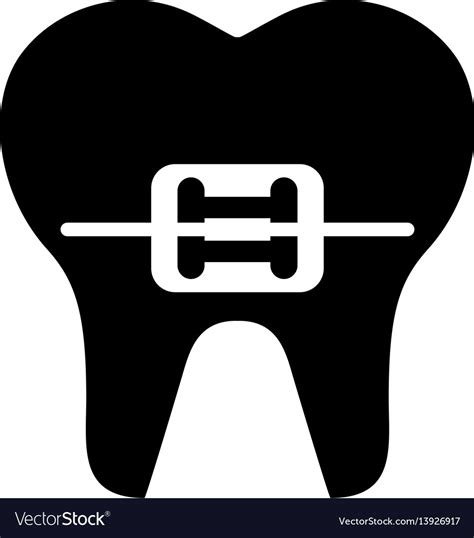 Tooth With Orthodontic Bracket Isolated Icon Vector Image