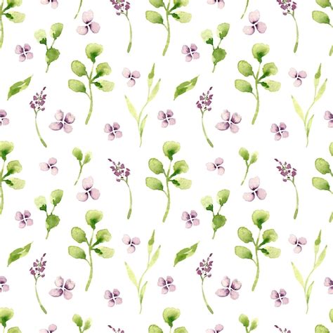 Premium Photo Watercolor Gentle Lilac Flowers Seamless Pattern