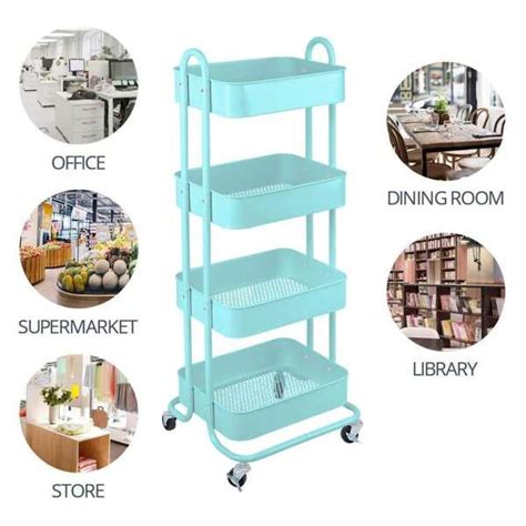 Tier Metal Mesh Utility Rolling Cart Storage Organizer Shelf Rack