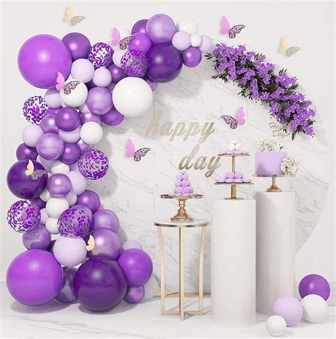 Purple Balloon Garland Arch Kit Butterfly Decorations Purple Metallic