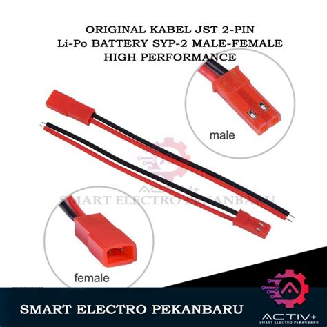 Jual ORIGINAL JST Connector 2 Pin Male Female Kabel Baterai Li Po