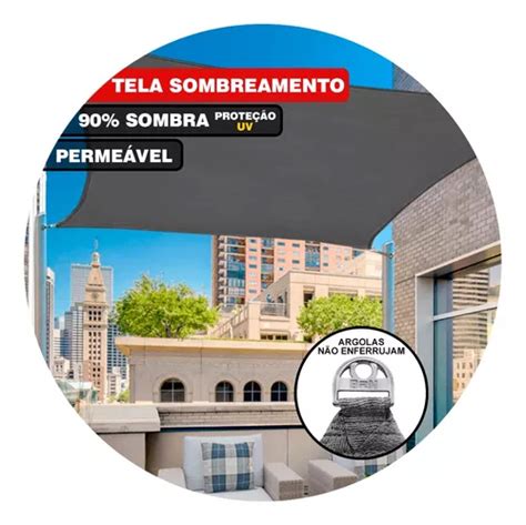 Tela Shade Toldo Sombreamento Proteção Uv Cinza 4x3 Parcelamento sem