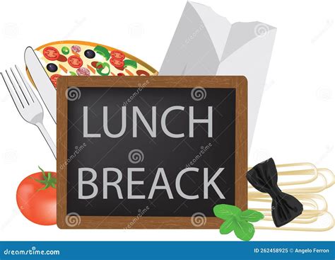 Blackboard with Written Closed for Lunch Break- Stock Vector ...