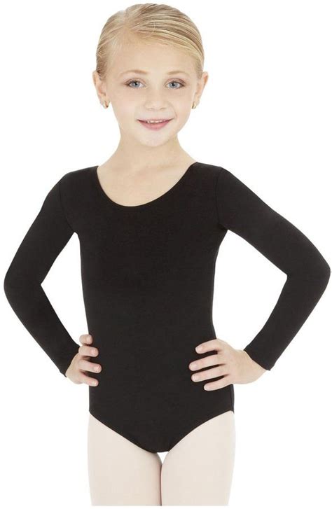 Capezio Youth Classics Long Sleeve Leotard Black Int 68 Black Long