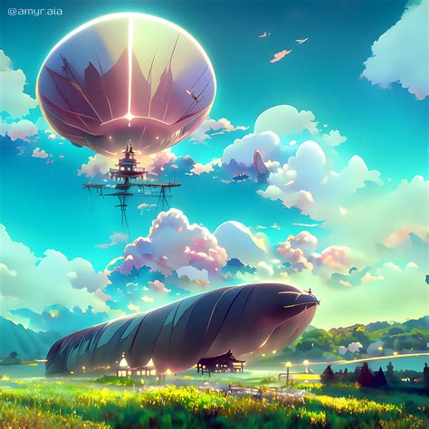 Anime Airship in a beautiful landscape by amyraiaftw on DeviantArt