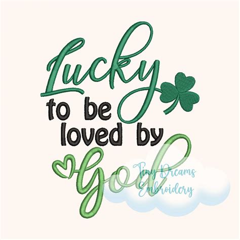 Lucky God Digital Machine Embroidery Design Clover Design Embroidery St Patrick Clover