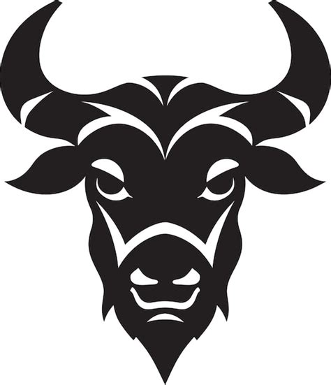 Premium Vector | A black and white image of a bull with horns