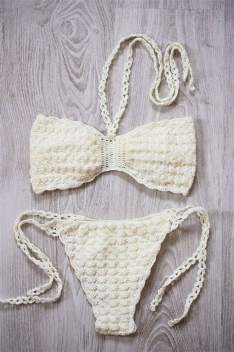 Bandeau Bikini Crochet Bikini Crochet Bandeau Swimsuit Sexy Etsy